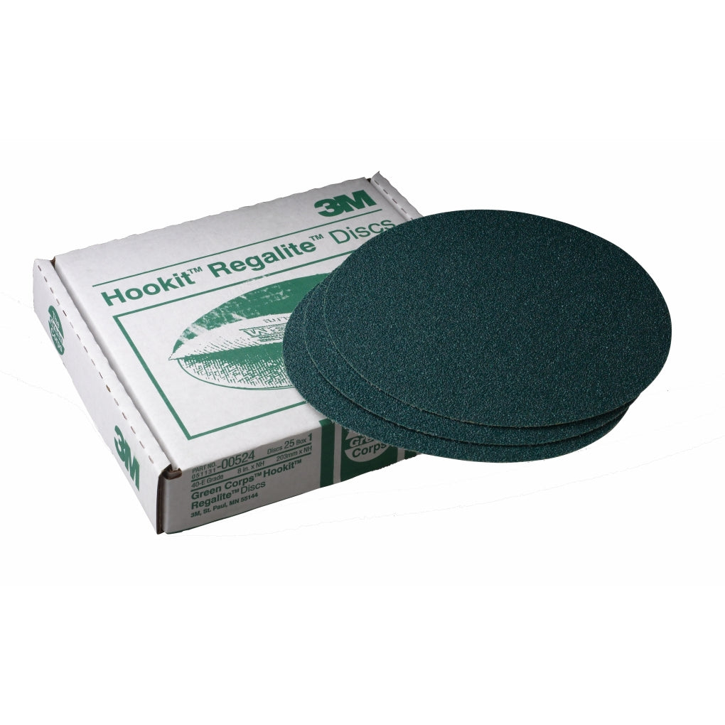 3M 00524 Green Corps Hookit Regalite Disc, 8 in, 40E, 25/Box