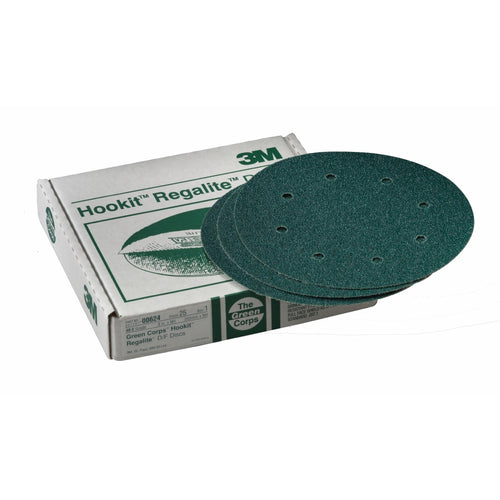 3M 00624 Green Corps Hookit Regalite Disc Dust Free, 8 in, 40E