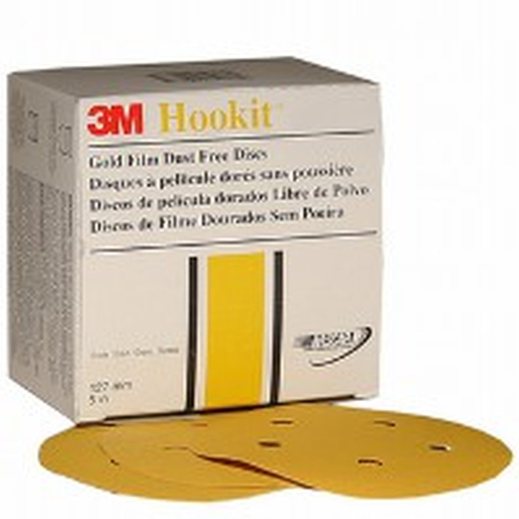 3M 01065 Hookit Gold Film Dust Free Disc 255L, 5 in x NH 5 Holes P120, 100/box 60440257073