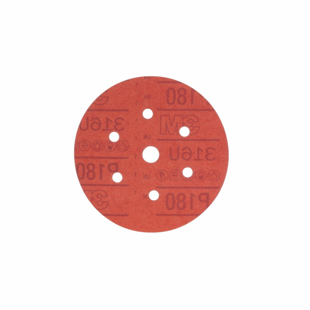 3M 01143 Red Abrasive Hookit Disc Dust Free, 6 in, P180