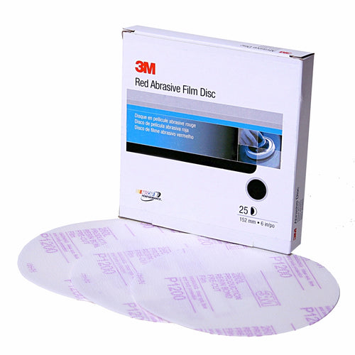 3M 01185 Red Abrasive Hookit Film Disc, 6 in, P1200