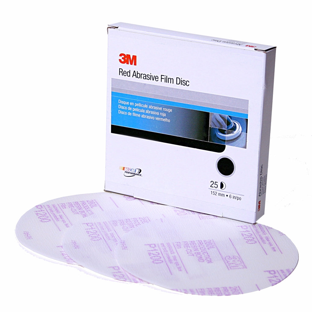 3M 01186 Red Abrasive Hookit Film Disc, 6 in, P1000