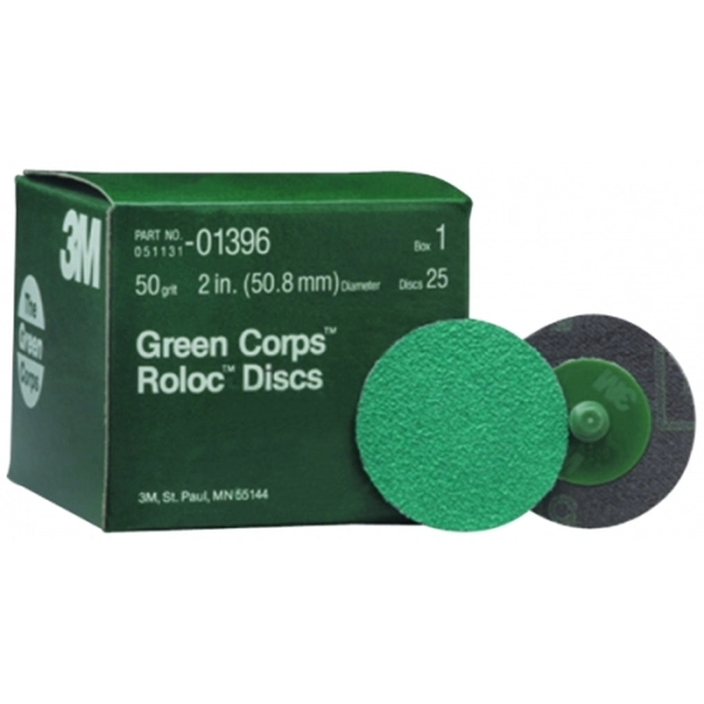 3M 01396 Green Corps Roloc Disc, 2 in, 50YF