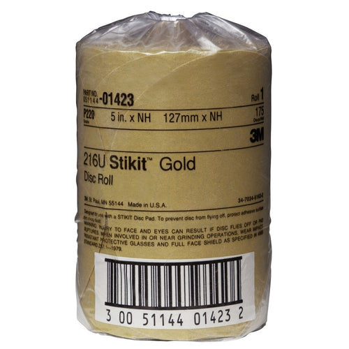 3M 01423 Stikit Gold Paper Disc Roll, 216U, 5 in x NH P220 A-weight