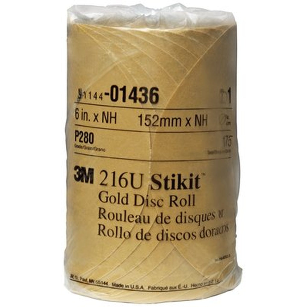 3M 01436 Stikit Gold Disc Roll, 216U, 6 in, P280A