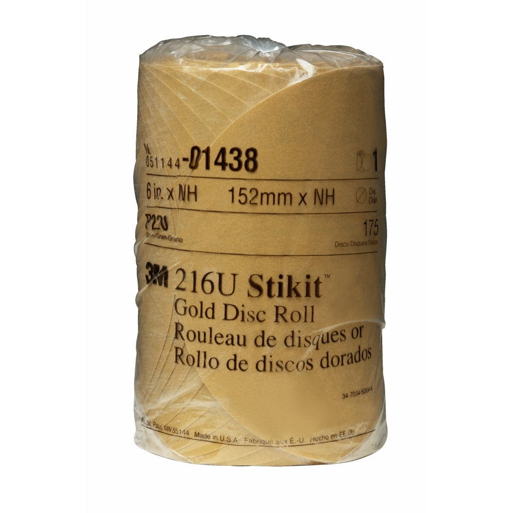 3M 01438 Stikit Gold Disc Roll, 216U, 6 in, P220A