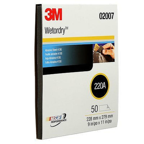 3M 02007 Wetordry Tri-M-ite Sheet, 9 in x 11 in, 220A