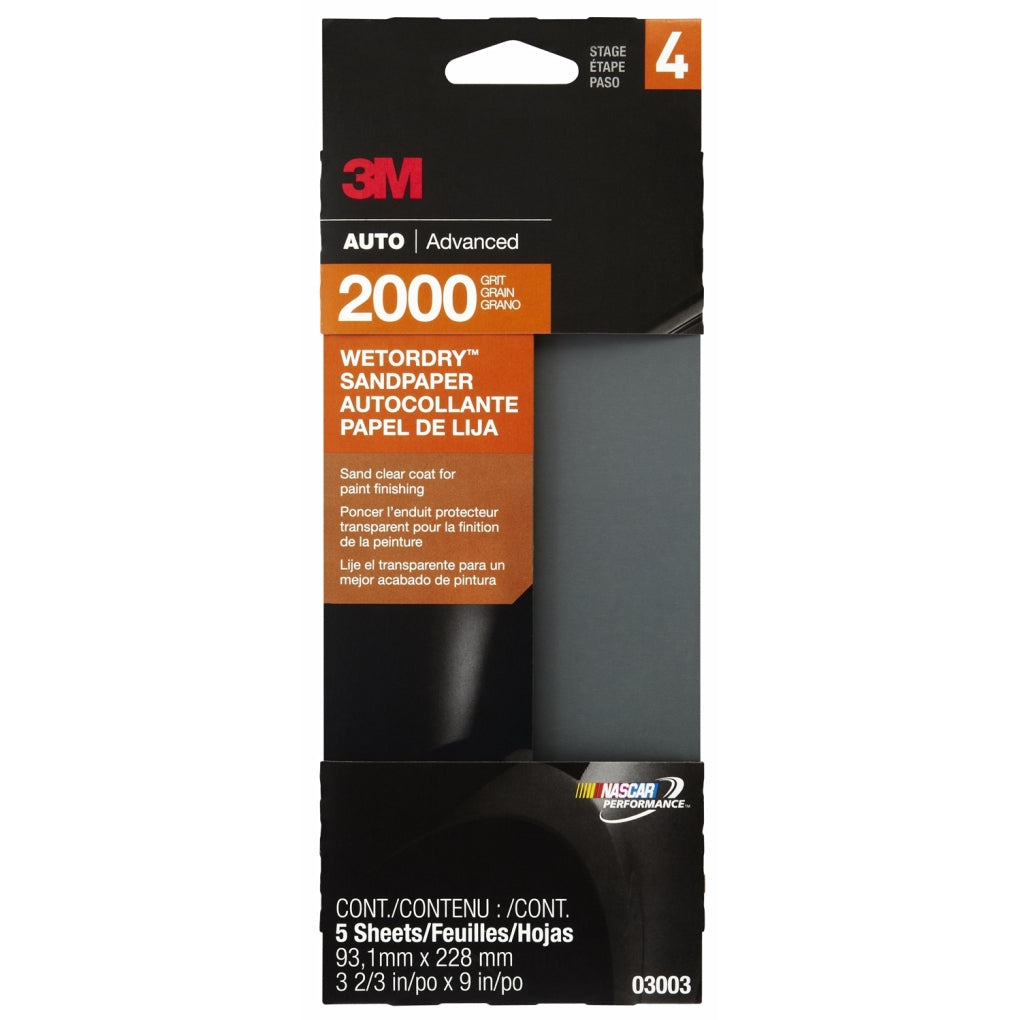 3M 03003 Wetordry Automotive Sandpaper, 3-2/3 in x 9 in, 2000G