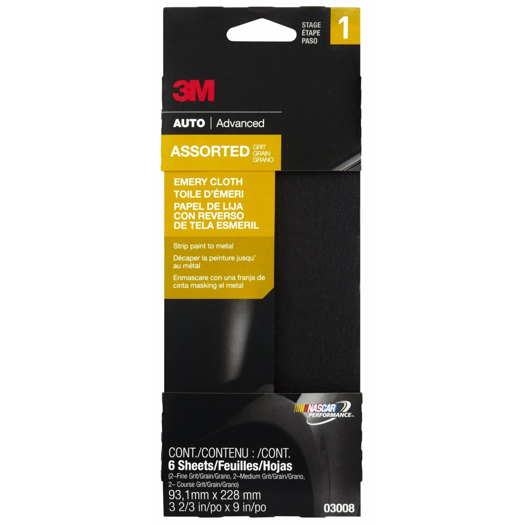 3M 03008 Emery Cloth Sheet, Assorted grit