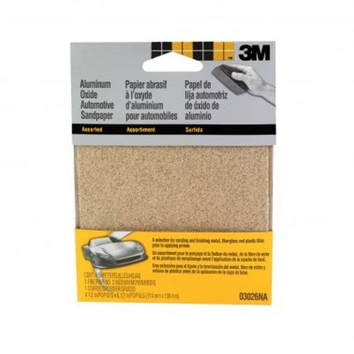 3M 03026 Wetordry Sandpaper, 4-1/2 in x 5-1/2 in, Assorted 40, 80, 180, 4/Pack