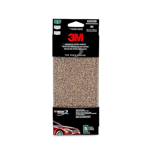 3M 03038 Aluminum Oxide Automotive Sandpaper, Coarse, 3-2/3 in x 9 in