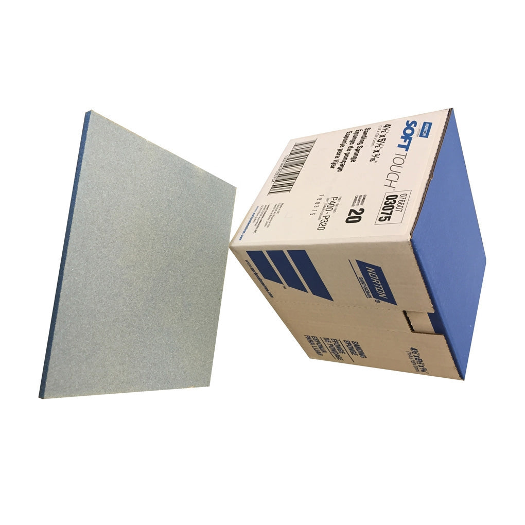 Norton 03075 SoftTouch Sponges, Fine, 500Grit, 4-1/2" x 1/2" x 3/16" 20/Pack