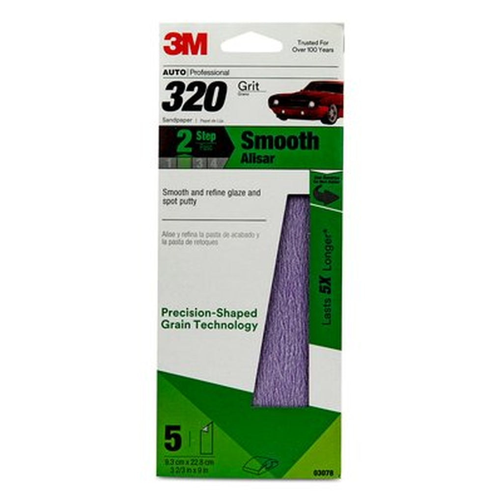 3M 03078 Performance Sandpaper, 3-2/3 in x 9 in, 320G 60455057533