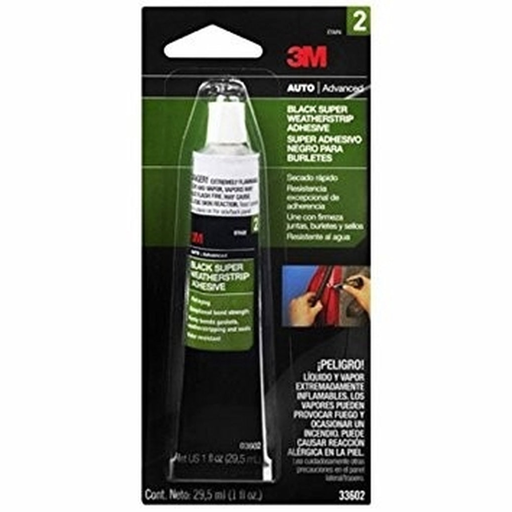 3M 03602 Black Super Weatherstrip Adhesive, 29.5 ml (1 US fl oz) Tube