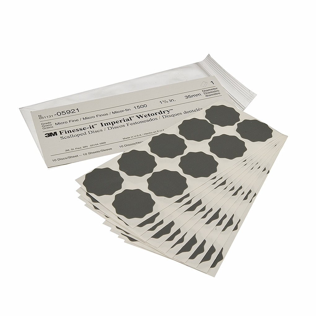 3M 05921 Finesse-it Imperial Wetordry Scallop Disc, 1 3/8 in, 1500A