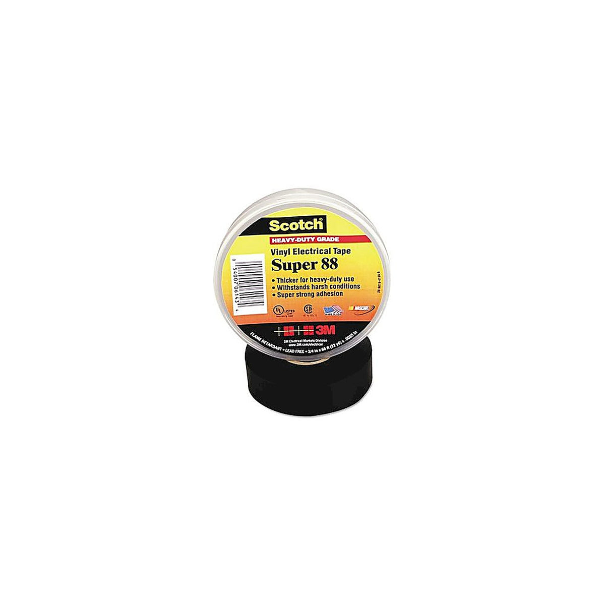 3M 06143 Scotch Premium Vinyl Electrical Tape Super 88, 3/4 in x 66 ft (19 mm x 20.1 m)