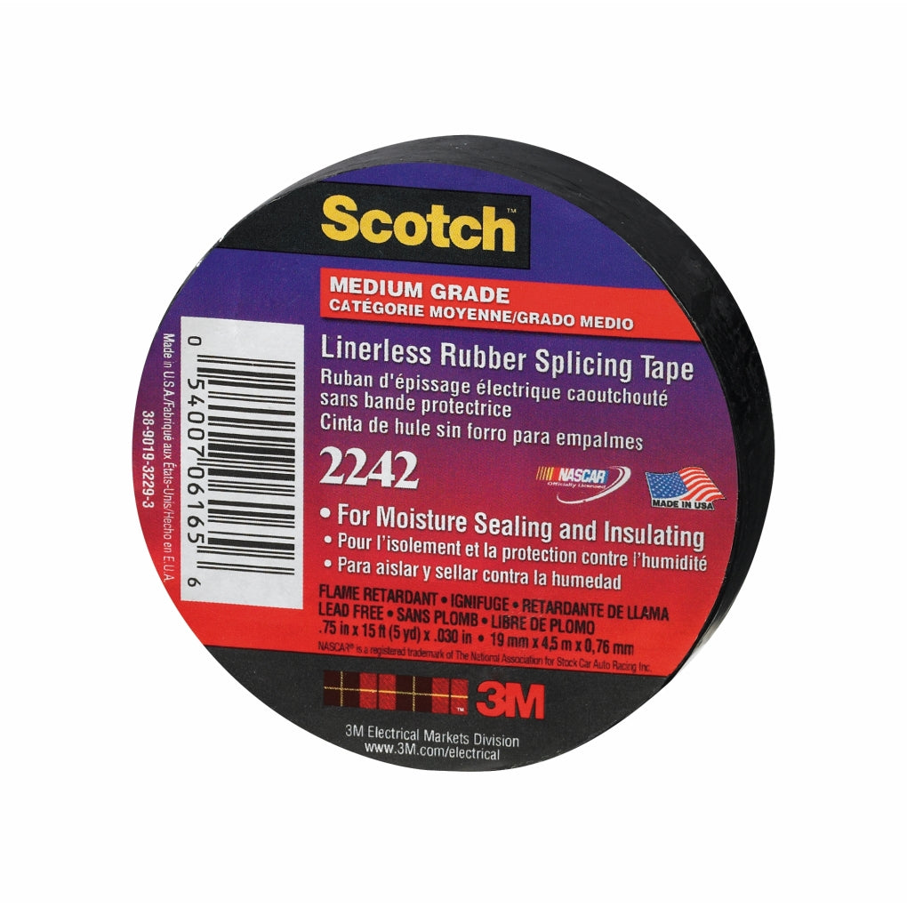 3M 06165 Linerless Electrical Rubber Tape 2242, 3/4 in x 15 ft (19 mm x 4.6 m)