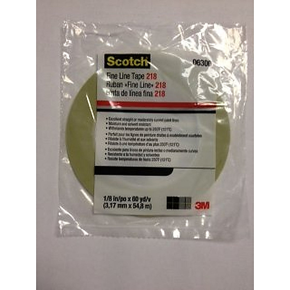 3M 06300 Scotch Fine Line Tape, 218 Green, 1/8 in x 60 yd 4.7 mil