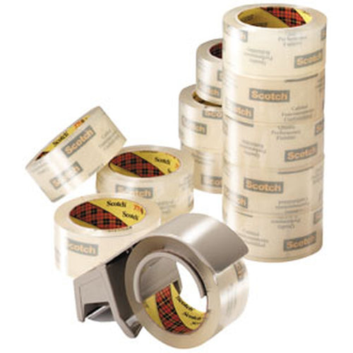 3M 06635 Scotch Commercial Grade Shipping Packaging Tape 3750-12-DP3, 1.88 in x 54.6 yd 12 rolls with Dispenser 70005072981