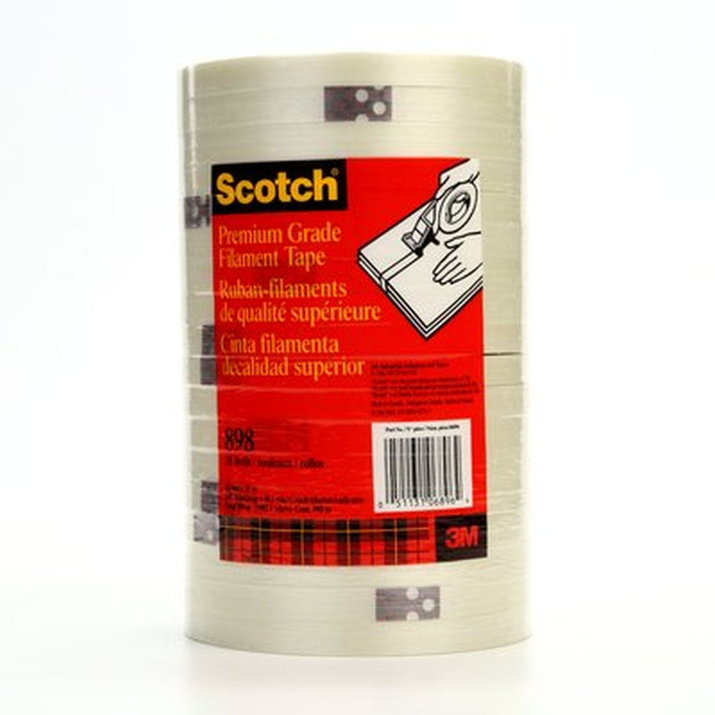 3M 06896 Scotch Filament Tape 898, Clear, 12 mm x 55 m 70006248556