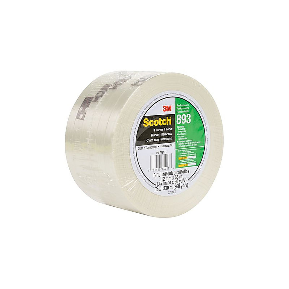 3M 06938 Scotch Filament Tape 893, 18 mm x 55 meter