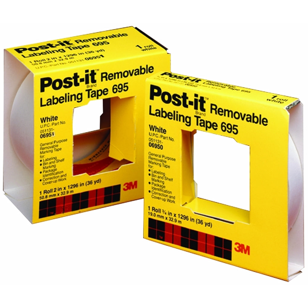 3M 06951 Post-it Labeling Tape 695, 2 in x 36 yds, White