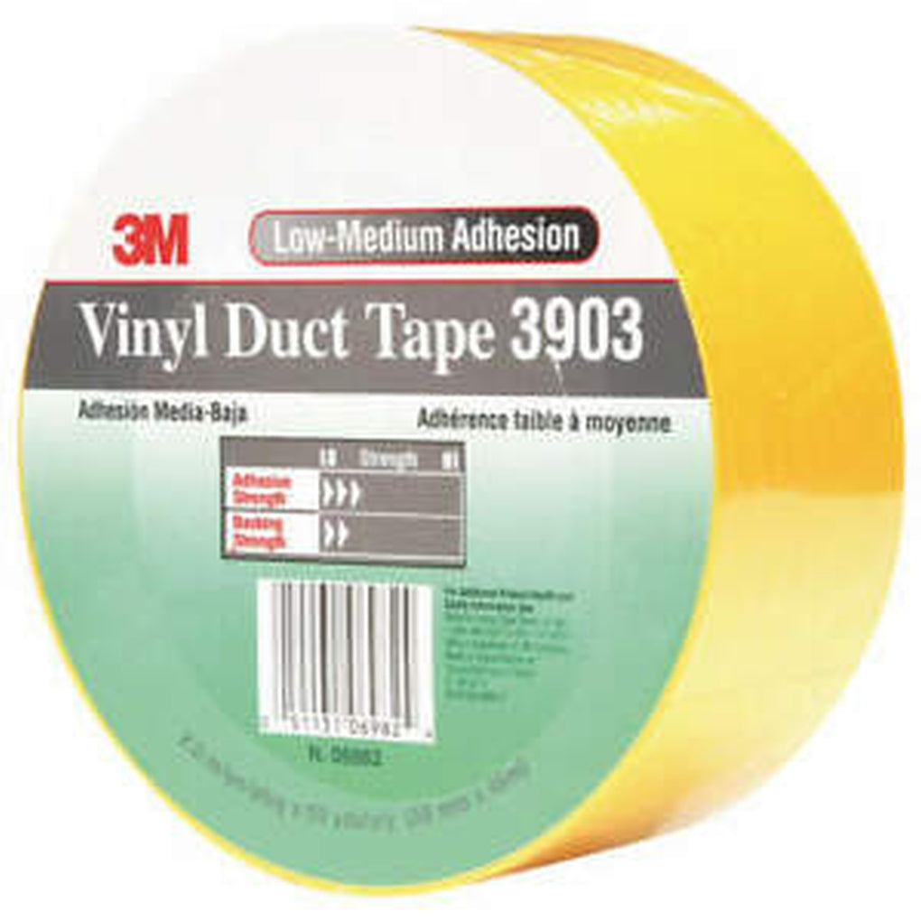 3M 06982 Vinyl Duct Tape 3903 Yellow, 2 in x 50 yd 6.5 mil 70006711736