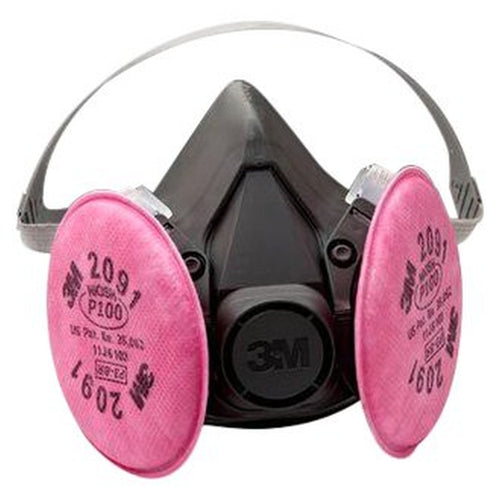 3M 07003 Half Facepiece Respirator Assembly 6391(AAD), Large, with 3M Particulate Filters 2091, P100