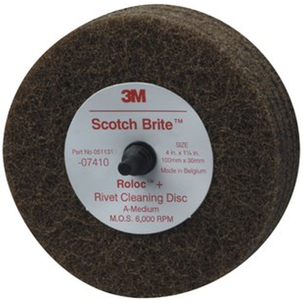 3M 07410 Scotch-Brite Rivet Cleaning Disc, 4 in x 1 1/4 in, Medium