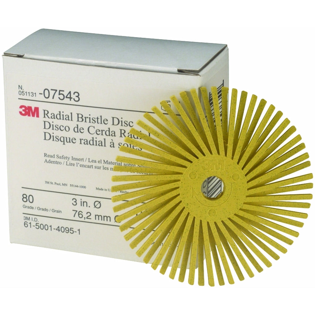 3M 07543 Scotch-Brite Radial Bristle Disc, 3 in x 3/8 in 80G 61500140951 (MP)