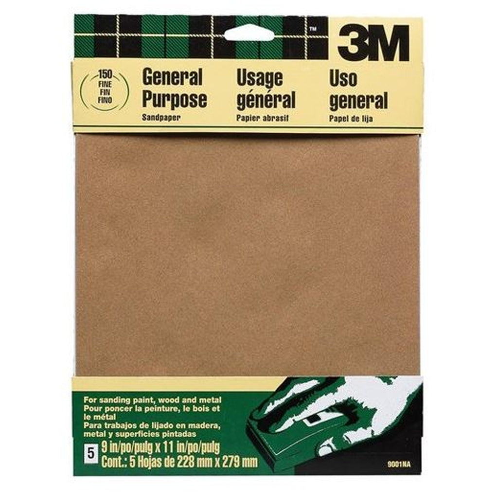 3M 09001 Aluminum Oxide Sandpaper 9001NA, 9 in x 11 in Fine