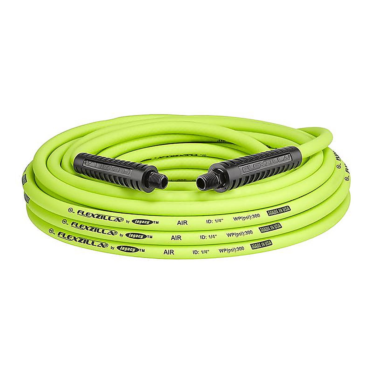 Flexzilla HFZ1450YW2 50 ft. L x 1/4 in. Dia. Hybrid Polymer Air Hose 300 psi Zilla Green