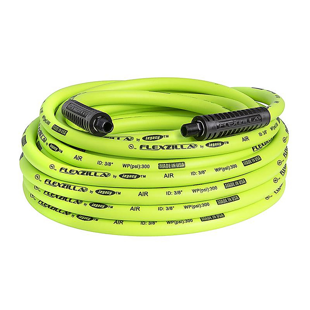 Flexzilla HFZ3850YW2 50 ft. L x 3/8 in. Dia. Hybrid Polymer Air Hose 300 psi Zilla Green