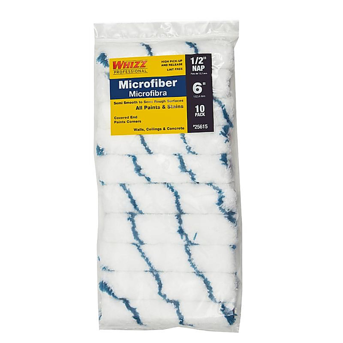 Whizz 25615 Microfiber 6 in. W x 1/2 in. Mini Paint Roller Cover 10/Pack