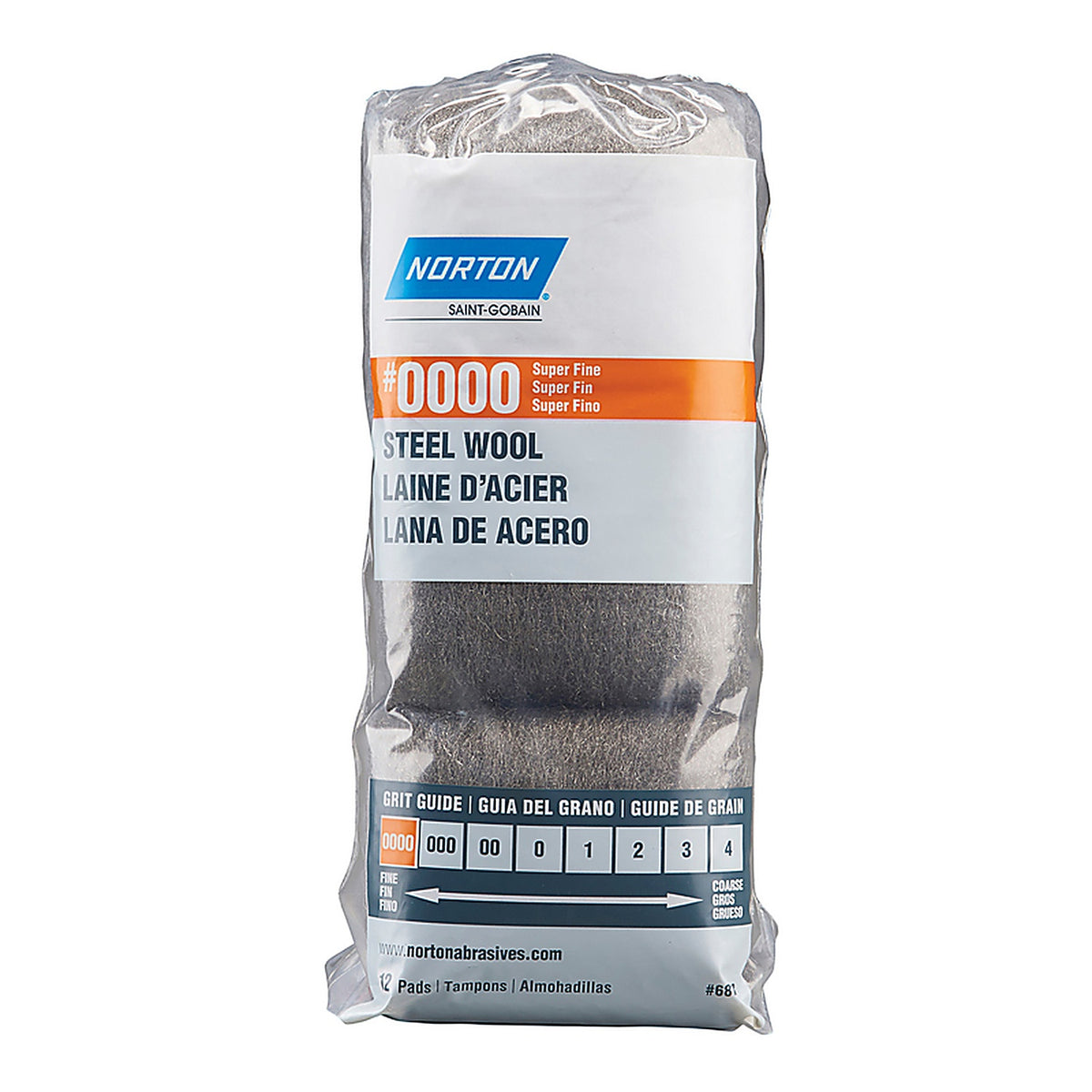 Norton 7660768112 0000 Grade Super Fine Steel Wool Pad 12/Pack