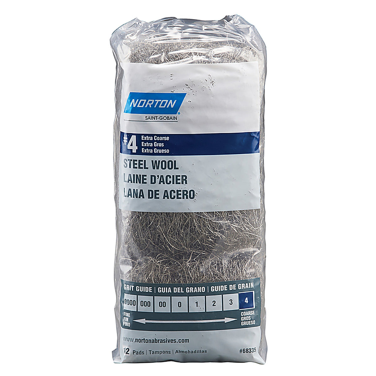 Norton 7660768335 4 Grade Extra Coarse Steel Wool Pad 12/Pack