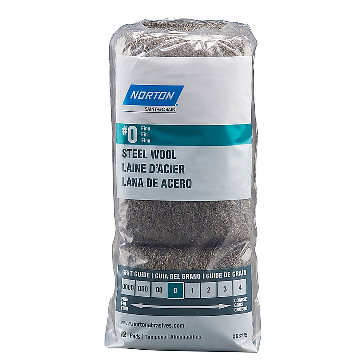 Norton 7660768115 0 Grade Fine Steel Wool Pad 12/Pack