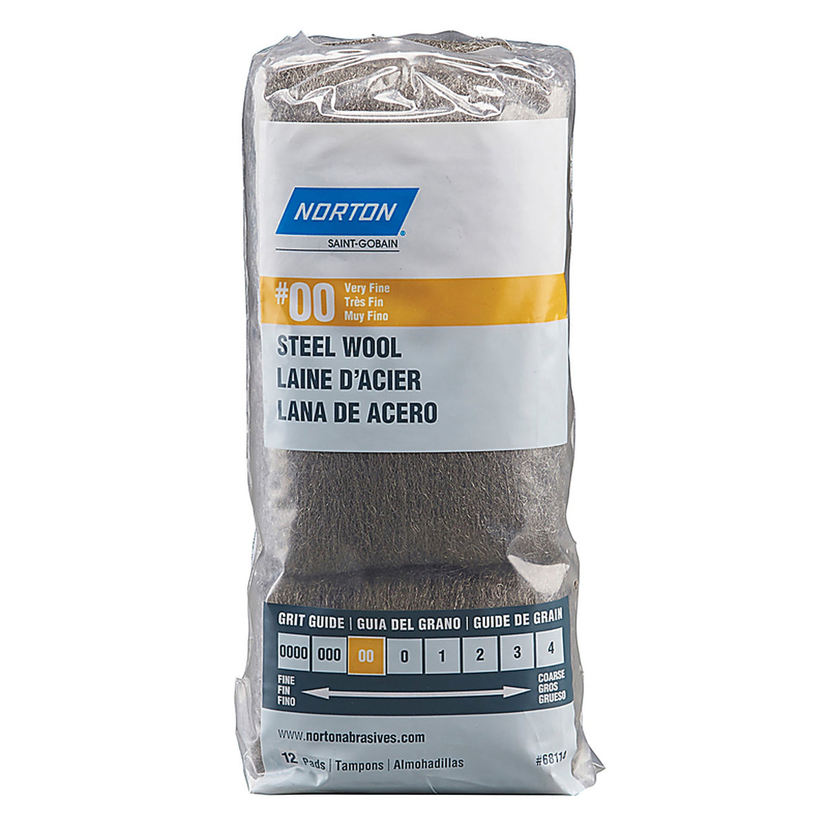 Norton 7660768114 00 Grade Very Fine Steel Wool Pad 12/Pack