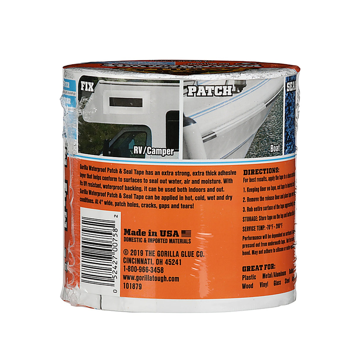 Gorilla 101895 4 in. W x 10 ft. L White Waterproof Repair Tape