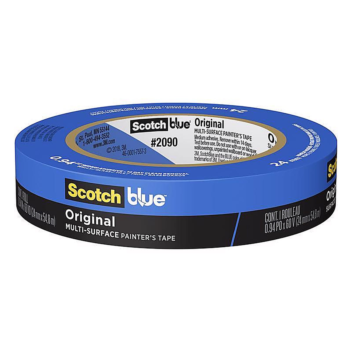 3M 2090-24NC ScotchBlue 0.94 in. W x 60 yd. L Blue Medium Strength Original Painter's Tape 1/Pack
