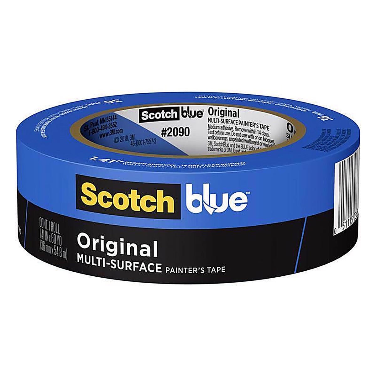 3M 2090-36NC ScotchBlue 1.41 in. W x 60 yd. L Blue Medium Strength Original Painter's Tape 1/Pack