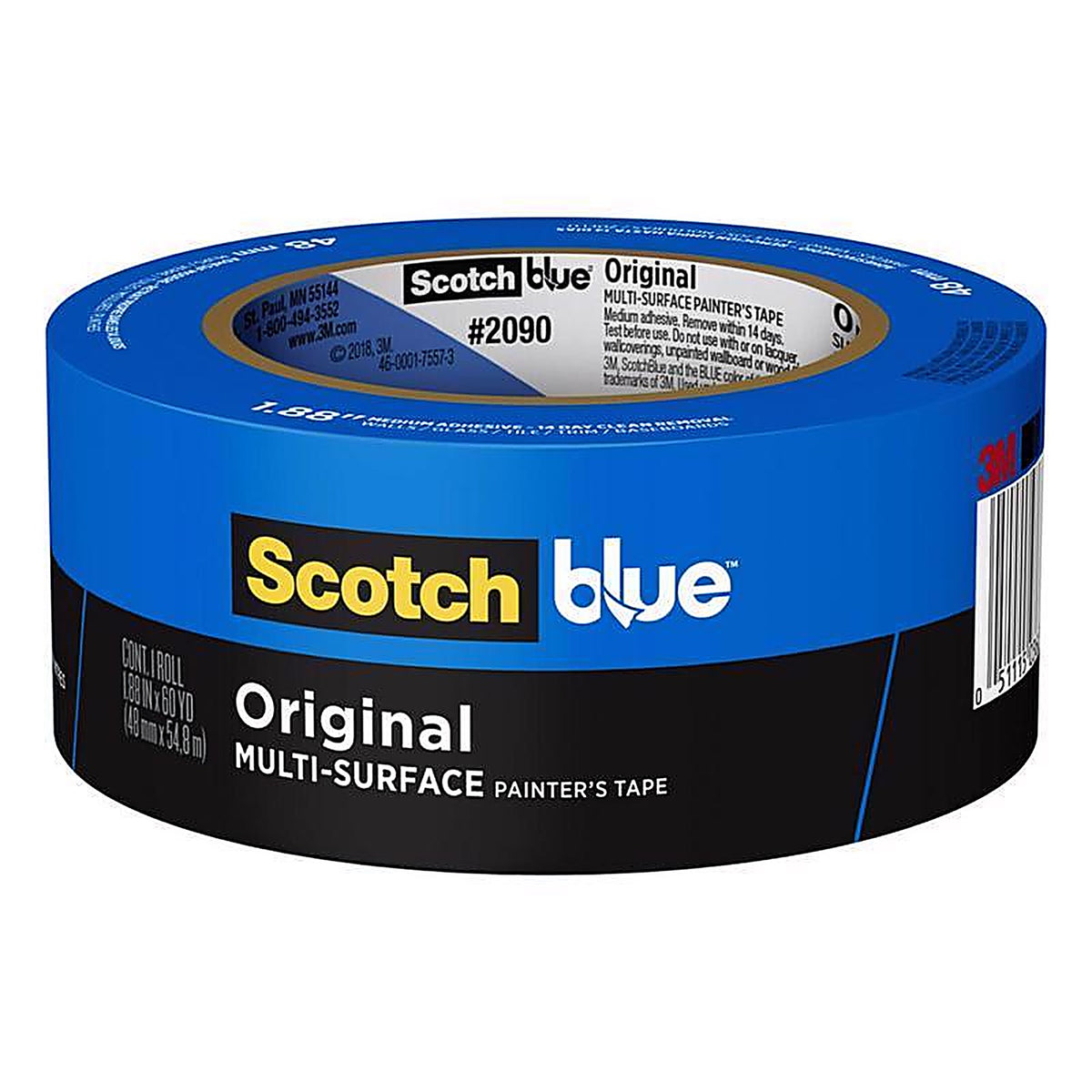 3M 2090-48NC ScotchBlue 1.88 in. W x 60 yd. L Blue Medium Strength Original Painter's Tape 1/Pack