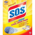 S.O.S. 98032 Heavy Duty Steel Wool Pads For Multi-Purpose 10/Pack