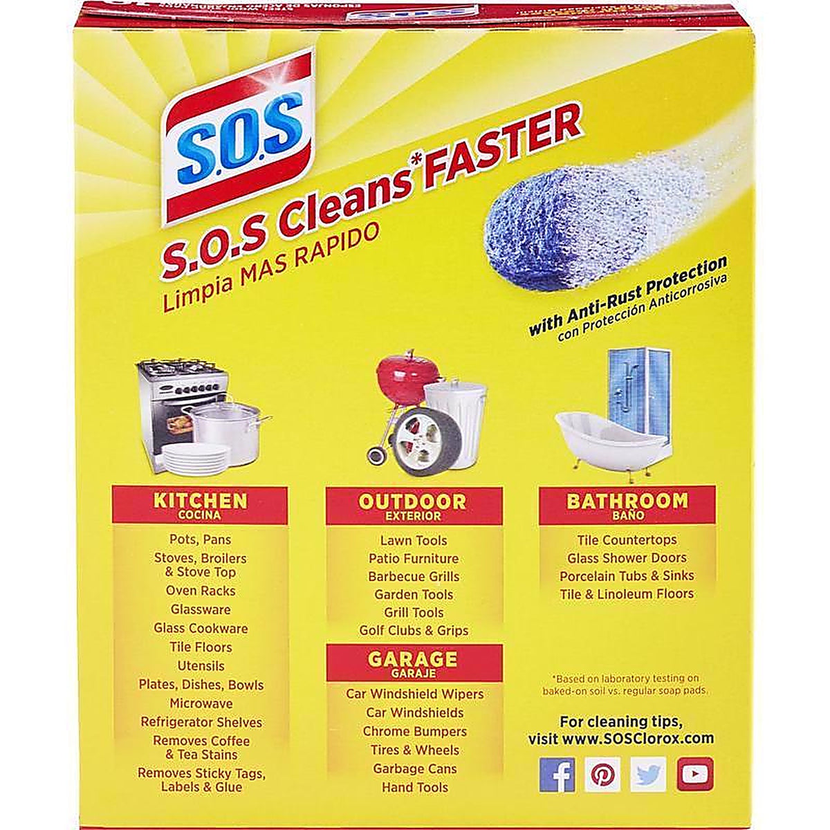 S.O.S. 98032 Heavy Duty Steel Wool Pads For Multi-Purpose 10/Pack
