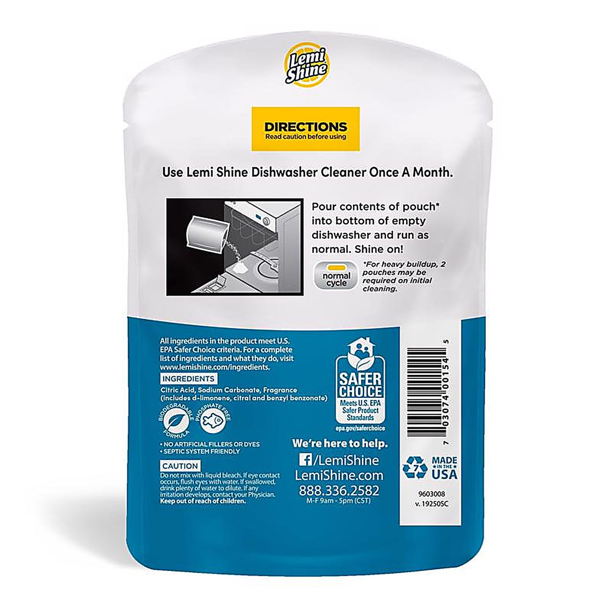 Lemi Shine 30217010 Lemon Scent Powder Dishwasher/Disposal Cleaner 7.04 oz. 1/Pack