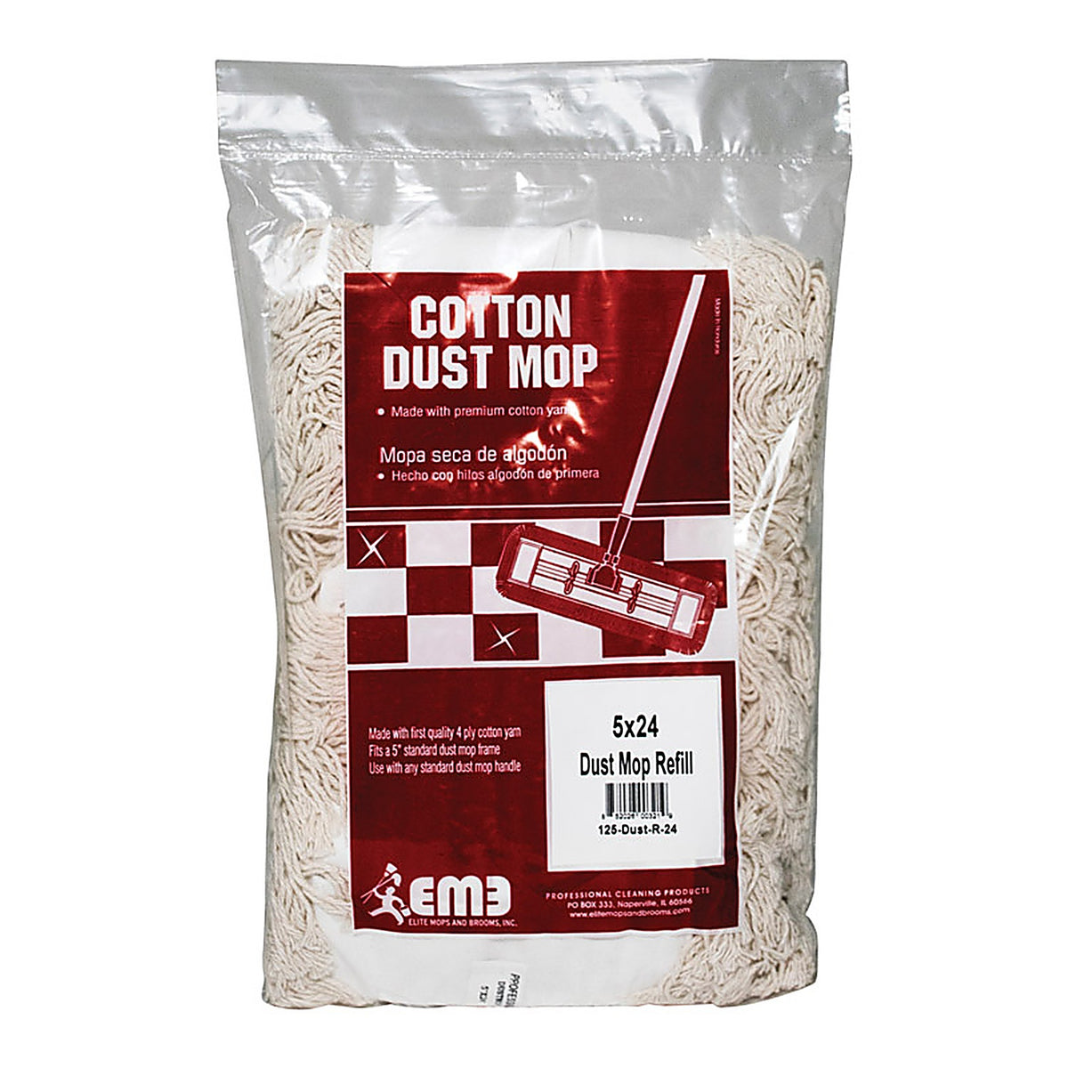 Elite 125-DUST-R-24 24 in. W Dust 4-Ply Cotton Mop Refill 1/Pack