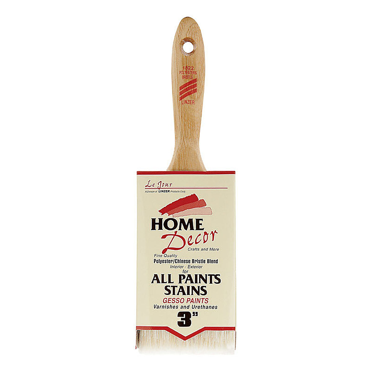 Linzer 1822-3 Home Decor 3 in. W Flat Paint Brush