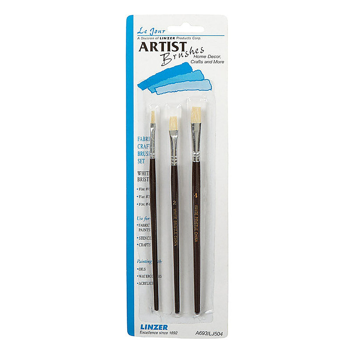 Linzer A693 No. 0, 2, 4 W Flat Artist Paint Brush Set