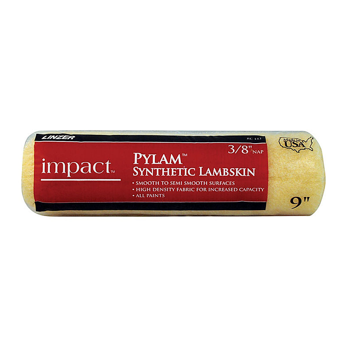 Linzer RC143 Impact Pylam Synthetic Lambskin 9 in. W x 3/8 in. Regular Paint Roller Cover 1/Pack