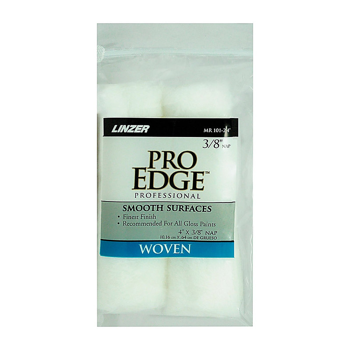 Linzer MR101-2 0400 Pro Edge Fabric 4 in. W x 3/8 in. Mini Paint Roller Cover 2/Pack